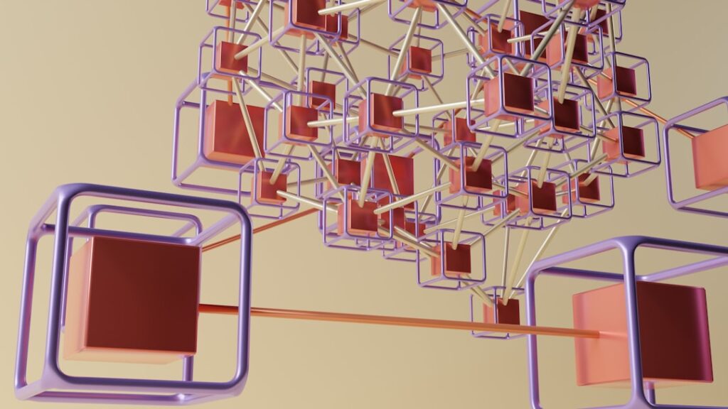 Network architecture diagram showing interconnected system components and layered infrastructure design